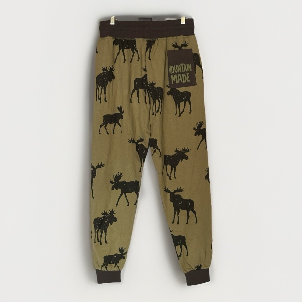 Lazy One Moose Pajama‎ Pants Mens Brown Cotton Lodge Cabin Cozy Outdoors Medium